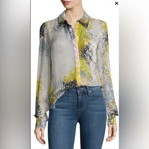 Diane Von Furstenberg Carter Splatter-Print Silk Blouse